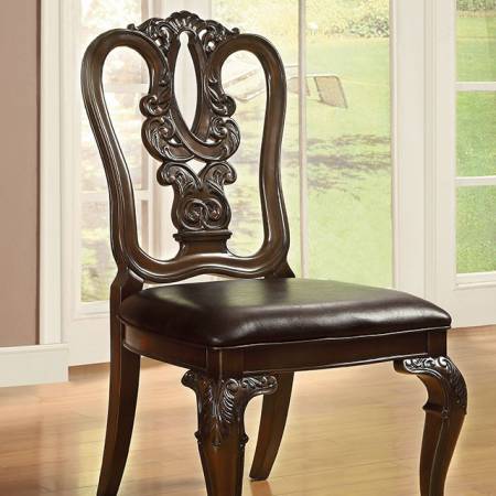 BELLAGIO WOODEN SIDE CHAIR Brown Cherry Finish